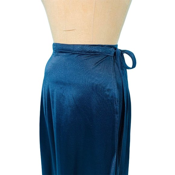 Vintage 70s Wrap Skirt Womens XXS Black Shiny Spandex Spalding - Picture 5 of 10